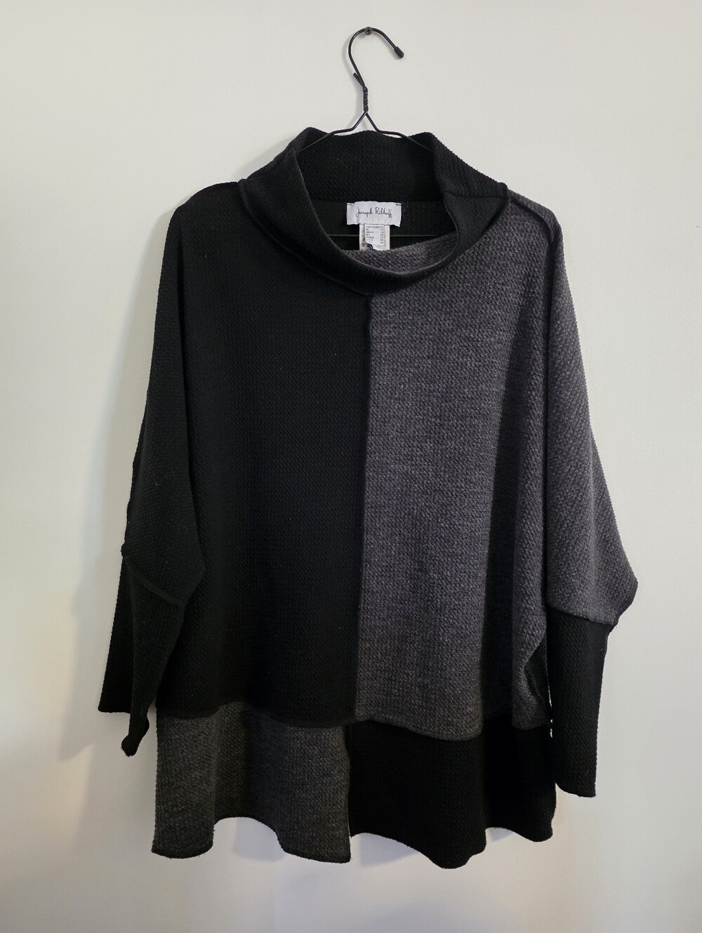 Joseph Ribkoff black and grey color-block cowl neck pullover sweater
